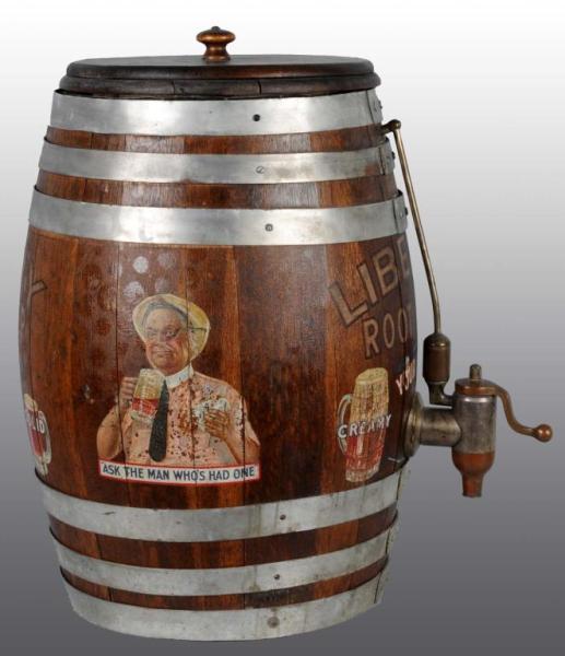 Appraisal: Liberty Root Beer Wooden Barrel with Metal Stays Description Original