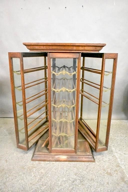 Appraisal: Antique Spool Cabinet Signed Exhibition Showcase From an Upper East