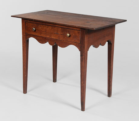 Appraisal: Fine Walnut One-Drawer Table Piedmont North Carolina early th century