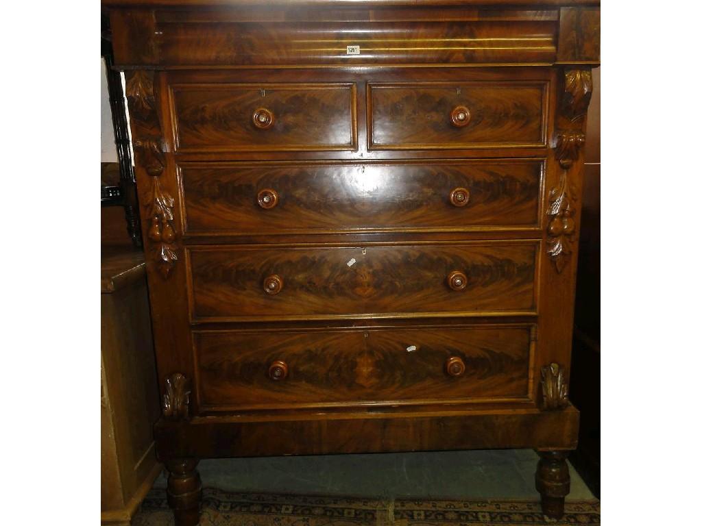 Appraisal: A Victorian mahogany chest fitted with an arrangement of four