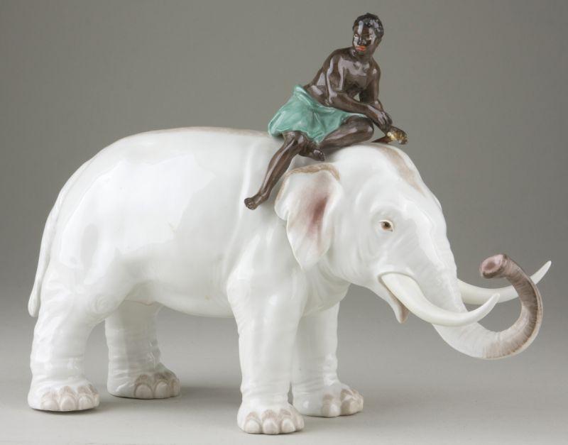 Appraisal: Meissen Figural of Elephant and Blackamoor finely modeled and painted