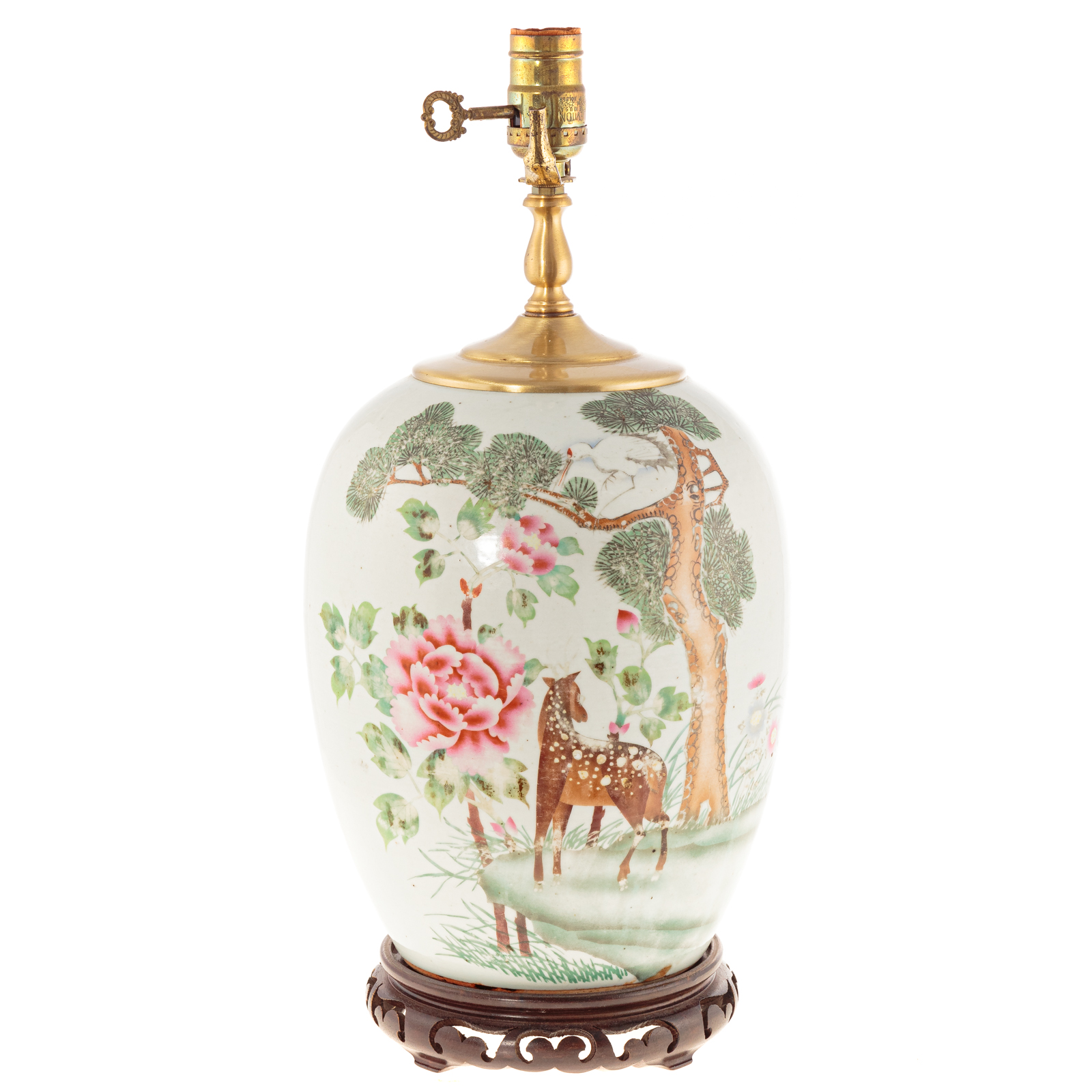 Appraisal: CHINESE EXPORT FAMILLE ROSE MELON JAR LAMP Circa - with