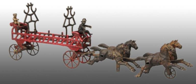 Appraisal: Lot of Cast Iron Horse-Drawn Ladder Truck Parts Description Includes