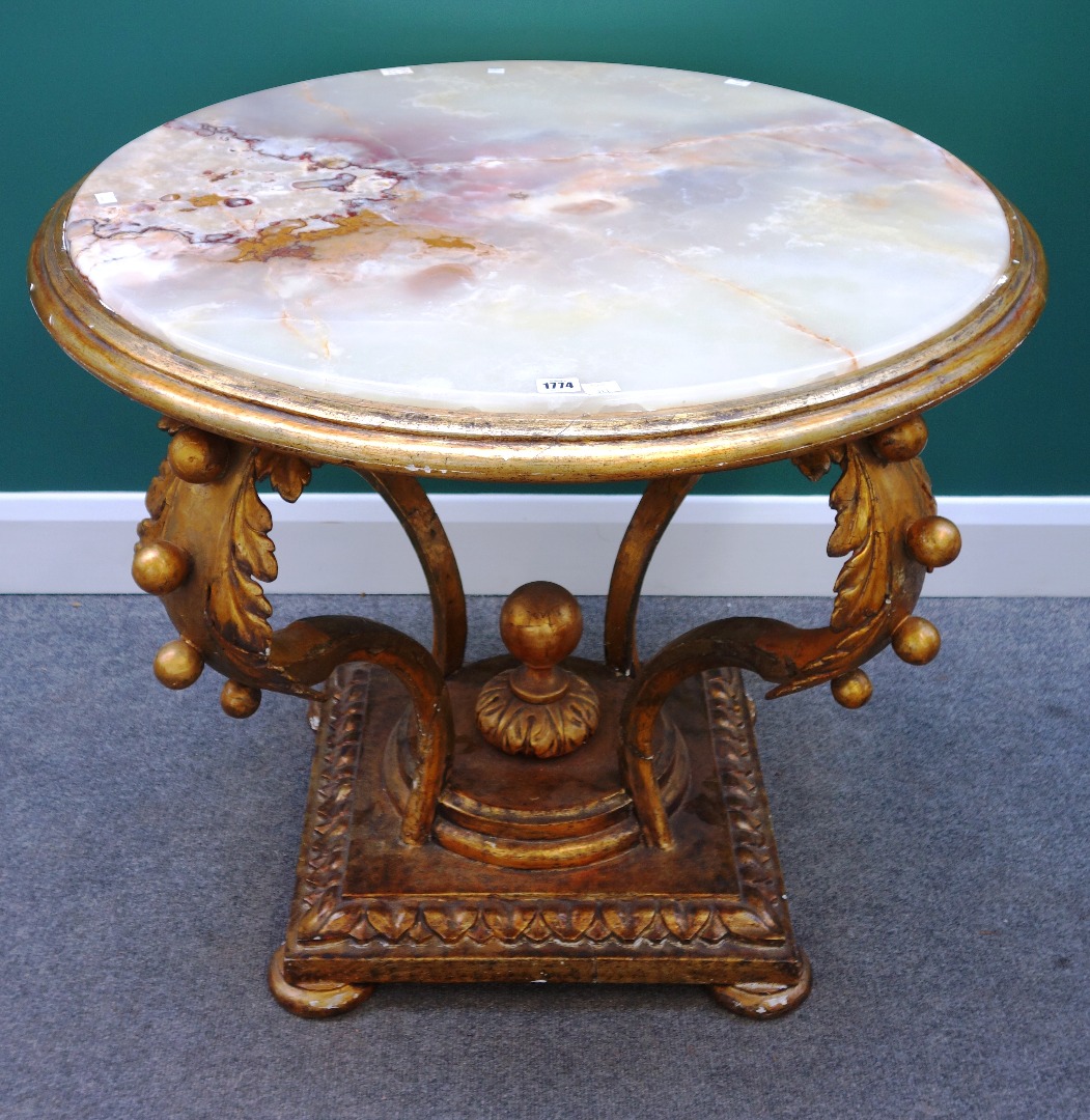 Appraisal: A th century Italian centre table the circular onyx inset