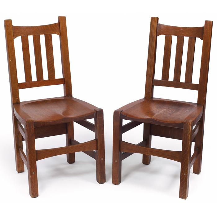 Appraisal: Stickley Brothers side chairs pair three vertical slats to back