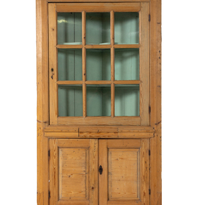 Appraisal: An American Pine Corner Cabinet Early th Century Height x