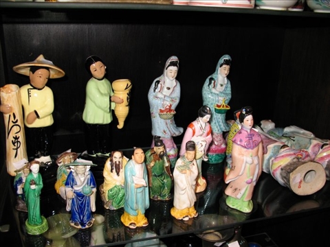 Appraisal: LARGE LOT CERAMIC ASIAN FIGURES INCL MUD MEN