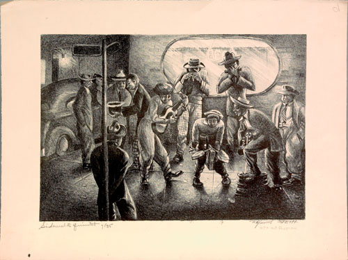 Appraisal: Raymond Steth American - lithograph titled Sidewalk Quintet signed lower