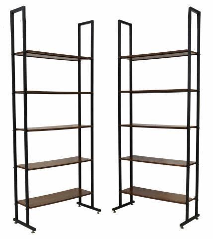 Appraisal: pair Italian mid-century modern modular bookcases c s iron frame