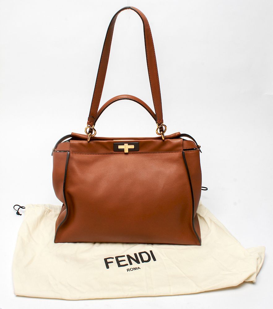 Appraisal: Fendi Peekaboo Tan Leather Shoulder Tote Bag Fendi Peekaboo tan