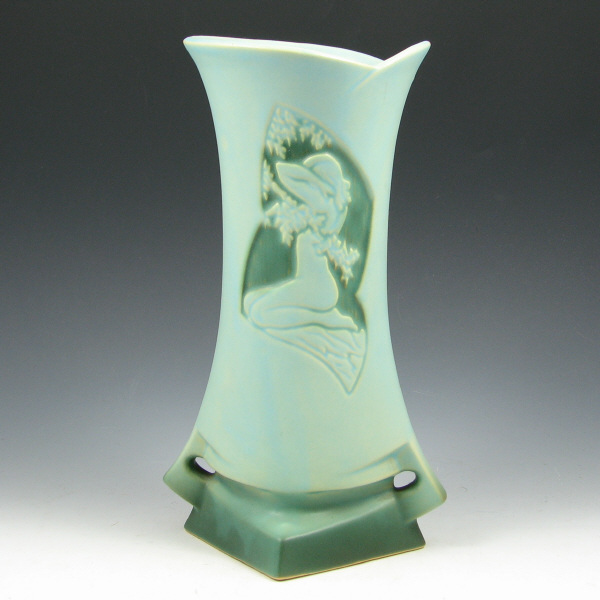 Appraisal: Roseville Silhouette vase in light aqua matte with nude figure