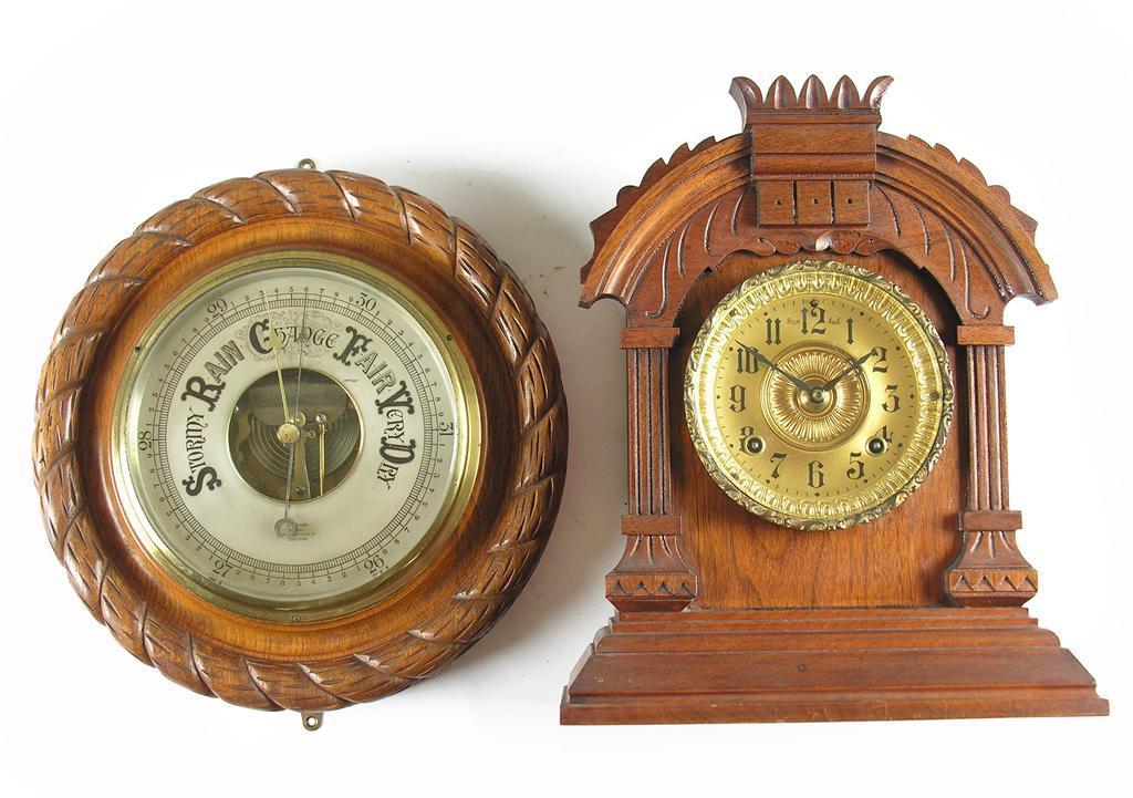 Appraisal: An oak cased aneroid barometer