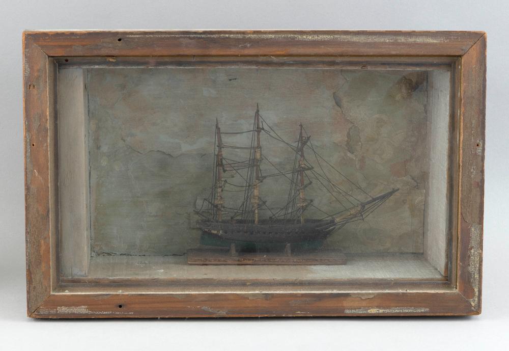 Appraisal: SHADOW BOX MODEL OF A THREE-MASTED VESSEL TH CENTURY HEIGHT