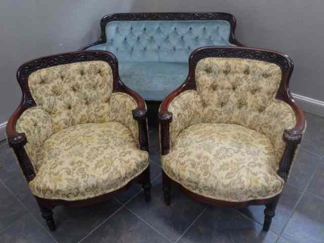 Appraisal: Horner Piece Carved Upholstered Parlor Set A very good looking