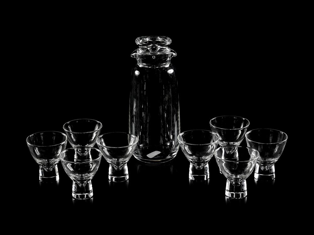 Appraisal: A Nine-Piece Steuben 'Teardrop' Cocktail Set A Nine-Piece Steuben 'Teardrop'