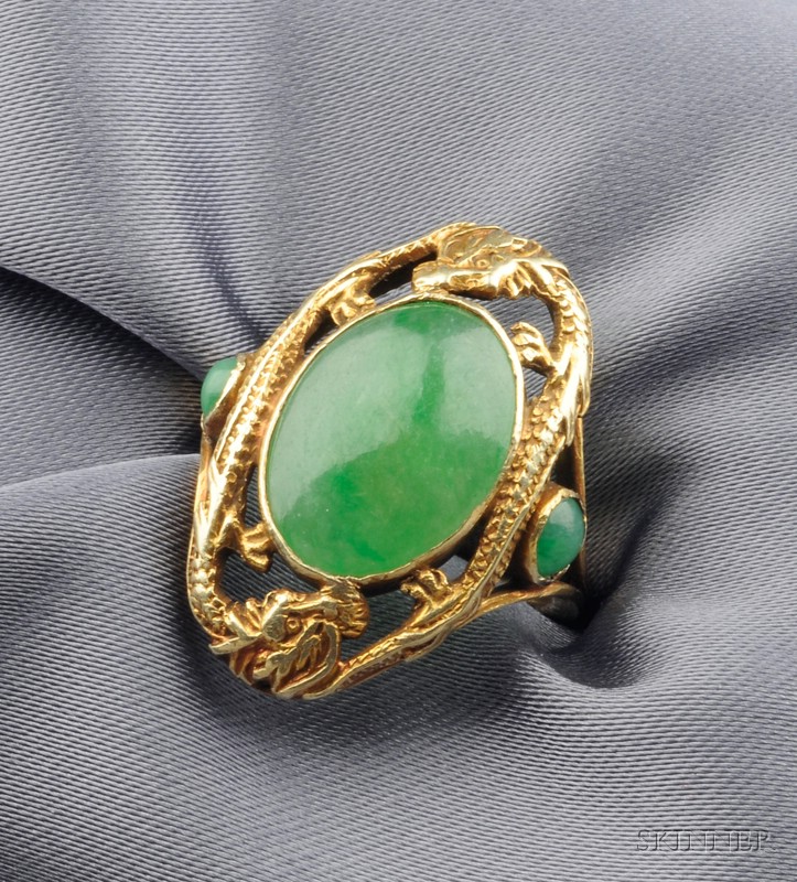 Appraisal: High Karat Gold and Jadeite Ring set with a cabochon