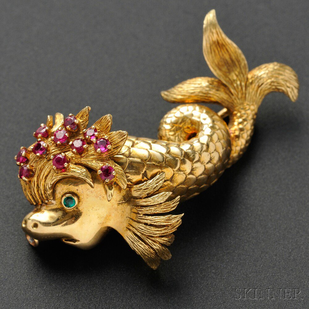 Appraisal: kt Gold Gem-set Brooch Chaumet designed as a sea monster