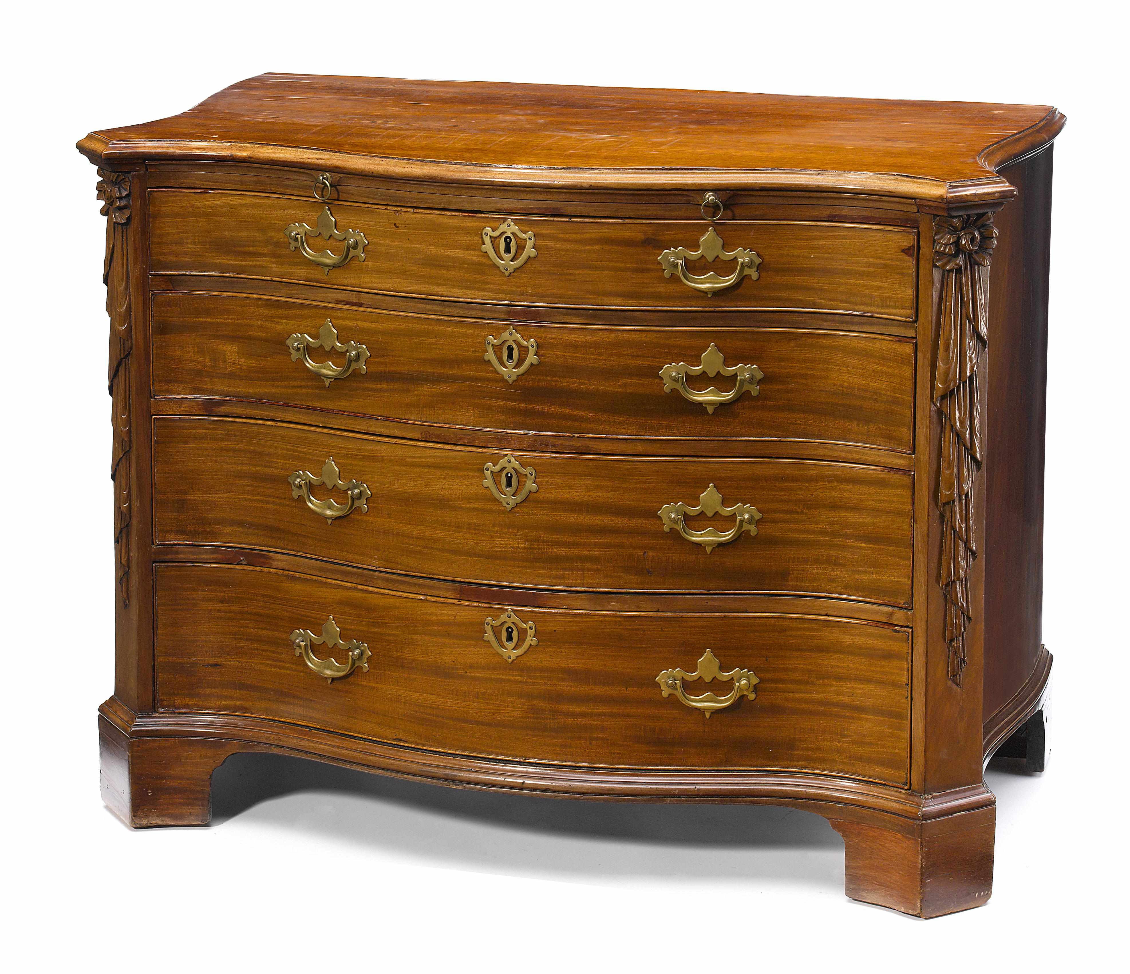 Appraisal: A George III mahogany serpentine chest fourth quarter th century