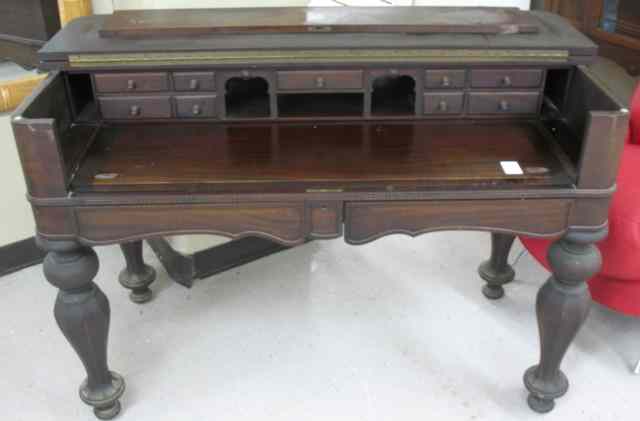 Appraisal: MAHOGANY SPINET DESK American c 's of rectangular table form