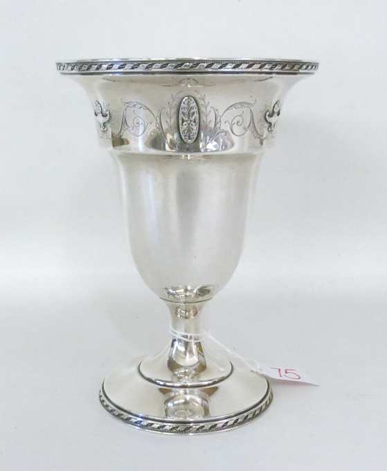 Appraisal: R WALLACE STERLING SILVER CHALICE VASE - chased and engraved