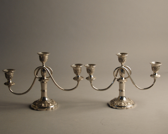 Appraisal: A Pair of th C European Sterling Candelabra with unknown