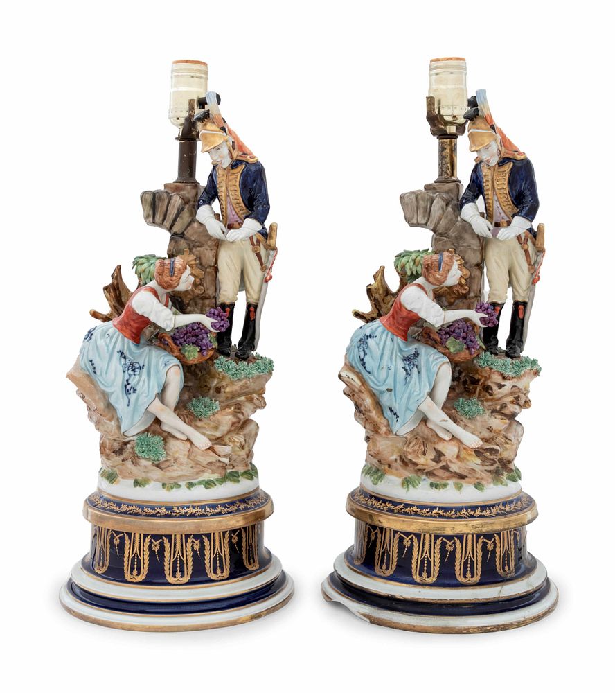 Appraisal: A Pair of Continental Porcelain Figural Groups A Pair of