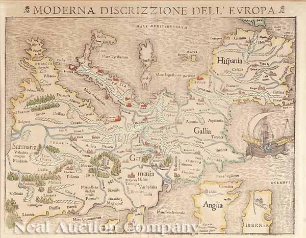 Appraisal: Sebastian Munster German - Moderna Discrizzione Dell'Europa c double-page colored