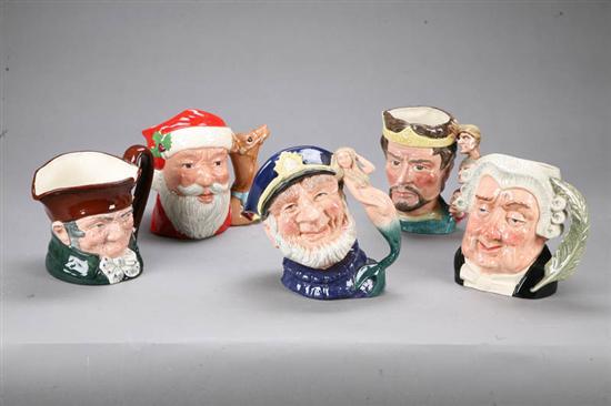 Appraisal: FIVE ROYAL DOULTON CHARACTER JUGS The Lawyer D in Old