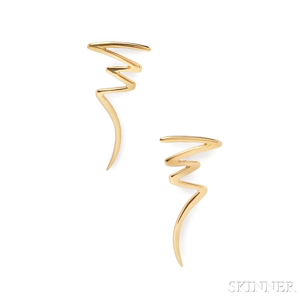 Appraisal: kt Gold Scribble Earclips Paloma Picasso Tiffany Co lg in