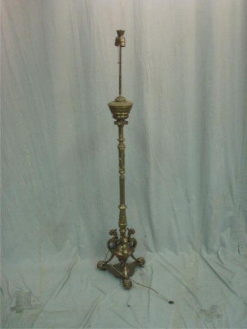 Appraisal: Brass Standing Lamp with Griffin Claw Foot Base From a