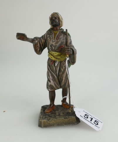 Appraisal: Cold painted spelter figure of an Arab gentleman Partial paint