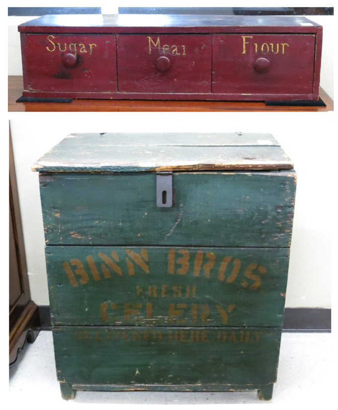 Appraisal: TWO ARTICLES OF PINE COUNTRY STORE CASE FURNITURE American c