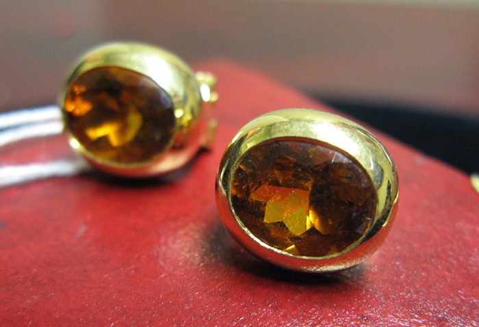 Appraisal: PAIR OR CITRINE AND FOURTEEN KARAT GOLD EARRINGS each with