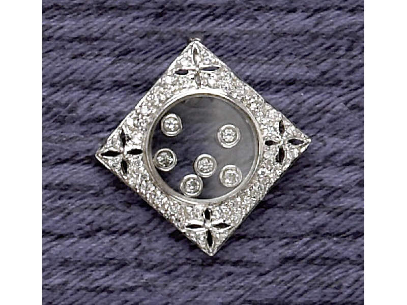 Appraisal: FLOATING DIAMOND PENDANT k white gold pendant with six bezel