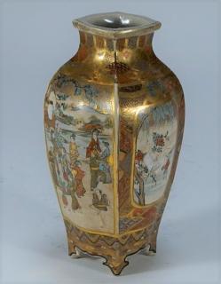 Appraisal: FINE Japanese Satsuma Quatrefoil Vase JAPAN - TH CENTURY A