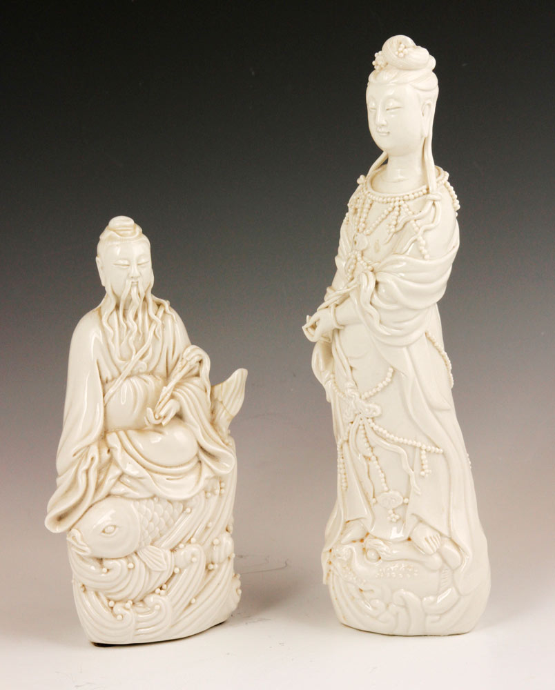 Appraisal: - Chinese Blanc de Chine Figures Lot of two Chinese