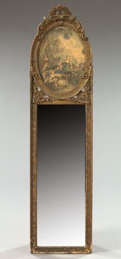 Appraisal: Tall Carved Giltwood and Plaster Trumeau Looking Glass ca in