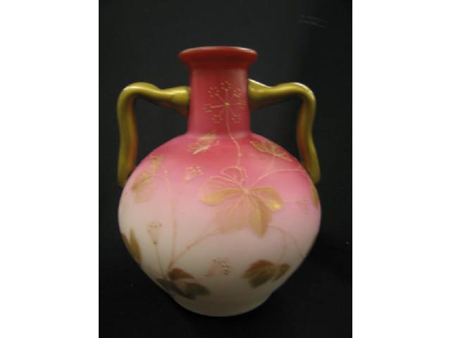 Appraisal: Webb Peachblow Art Glass Vase enameled butterfly floral numbered base