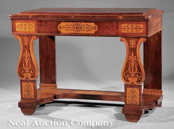 Appraisal: A Continental Carved Mahogany and Satinwood Inlaid Pier Table th