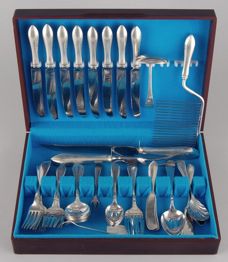 Appraisal: CASED DOMINICK HAFF STERLING SILVER PARTIAL FLATWARE SET In the