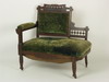 Appraisal: SETTEE - Eastlake walnut settee covered in green velvet upholstery