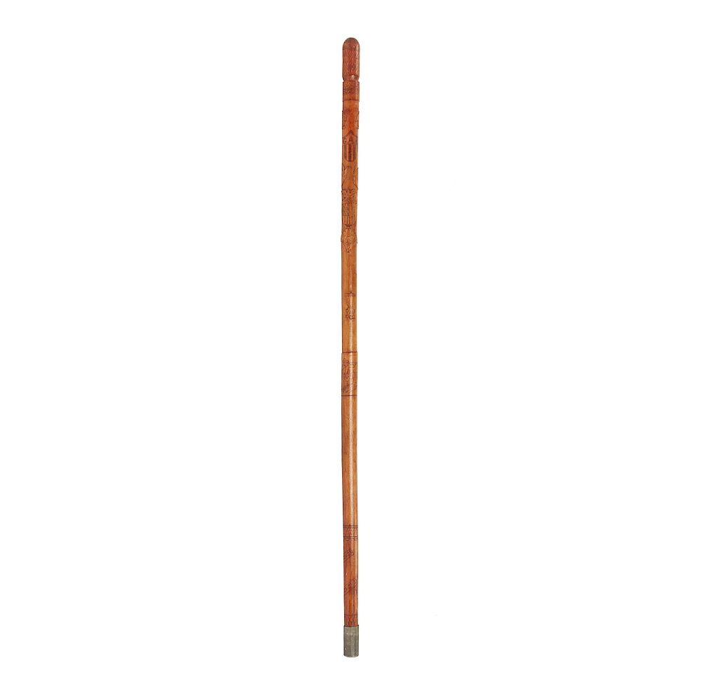 Appraisal: G A R Wooden Cane with Lincoln Fag Anchor Medals