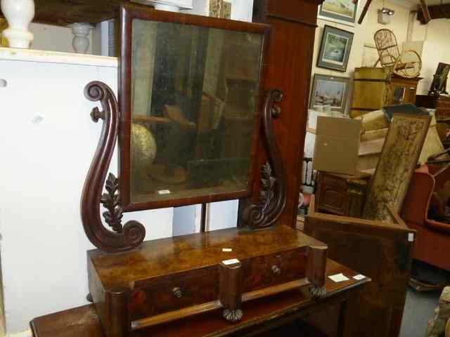 Appraisal: AN EARLY VICTORIAN MAHOGANY DRESSING TABLE MIRROR wide