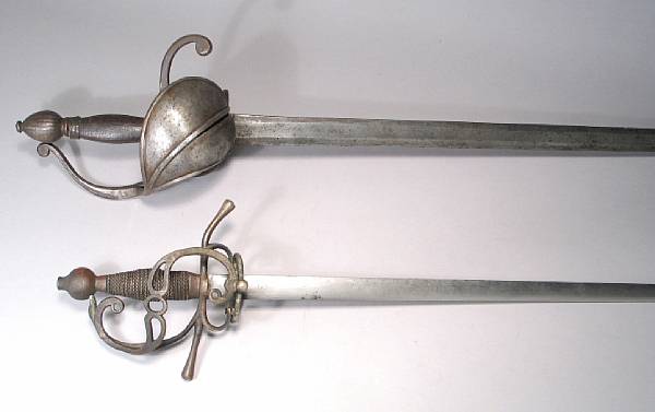 Appraisal: A lot of two reproduction swept hilt swords th or