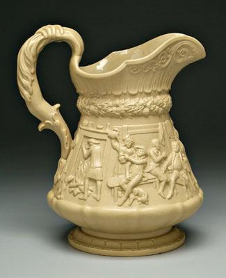 Appraisal: Ridgway parian pitcher band of relief decoration with hunting scene