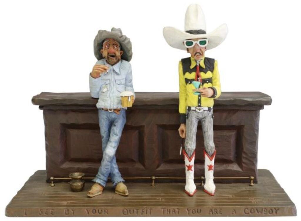 Appraisal: Western cold painted bronze sculpture I see by your outfit