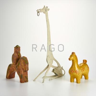 Appraisal: ITALIAN Three pieces th c two ceramic horse figurines in