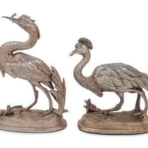 Appraisal: A Pair of Continental Silver-Plate Models of Exotic Birds th