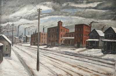 Appraisal: Frank Lippay American th Century Winter Street Scene Oil on