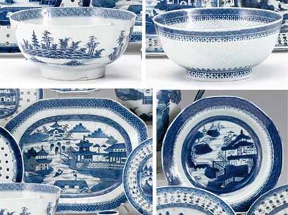 Appraisal: Group of Chinese export porcelain blue and white tablewares th